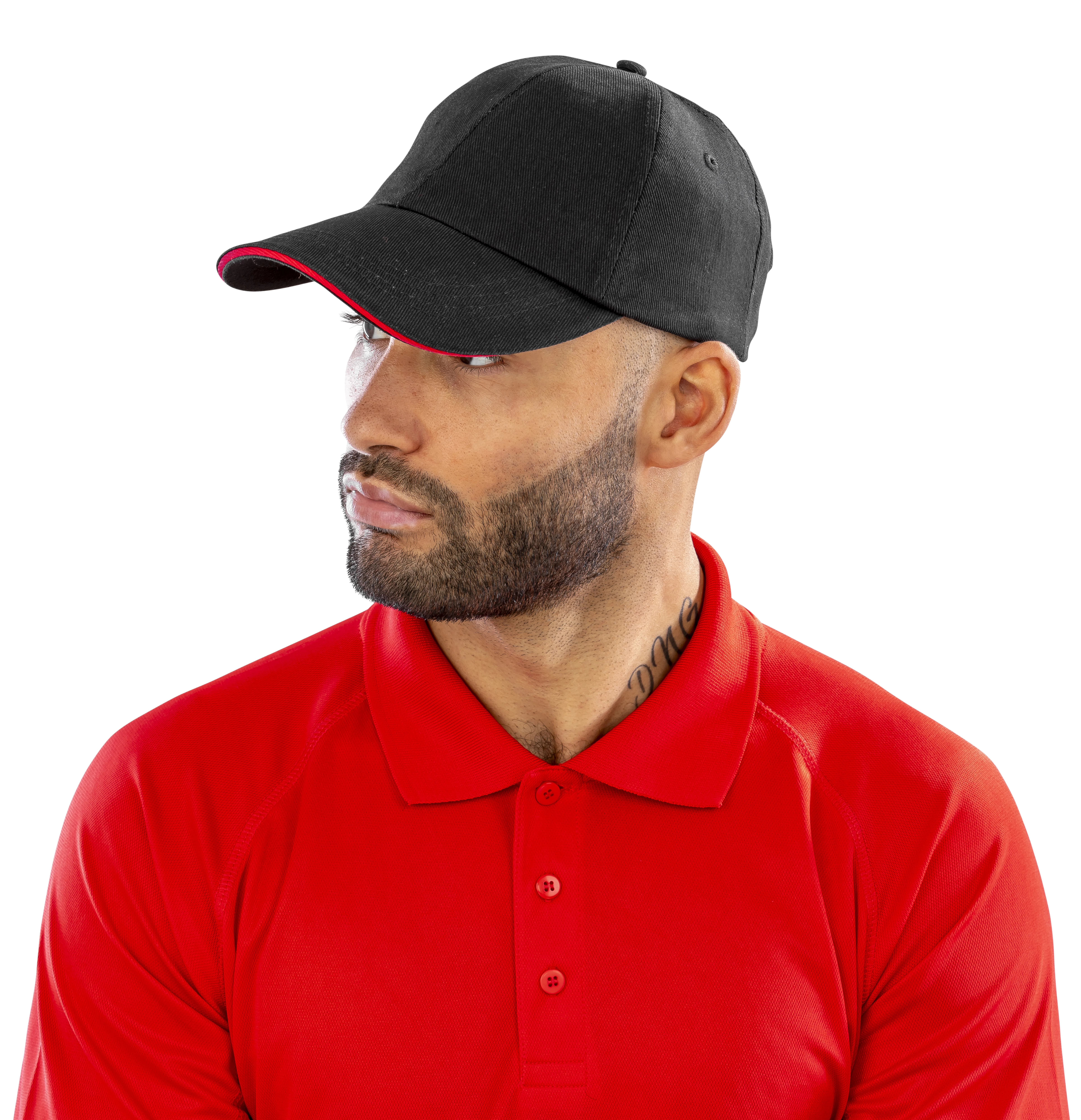 Brushed coton printers/embroiderers cap with sandwich peak