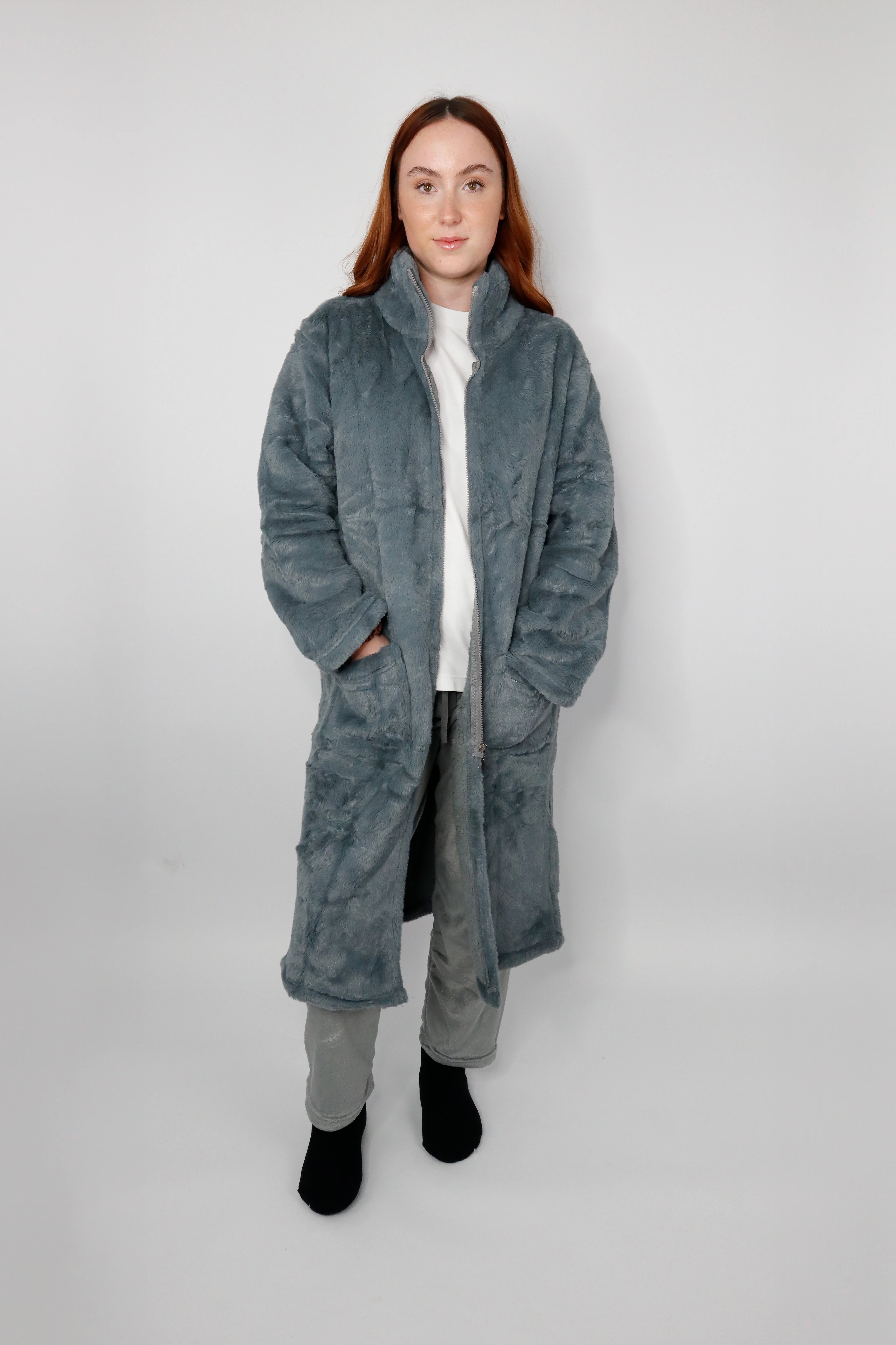 Luxury eskimo faux fur zipped gown