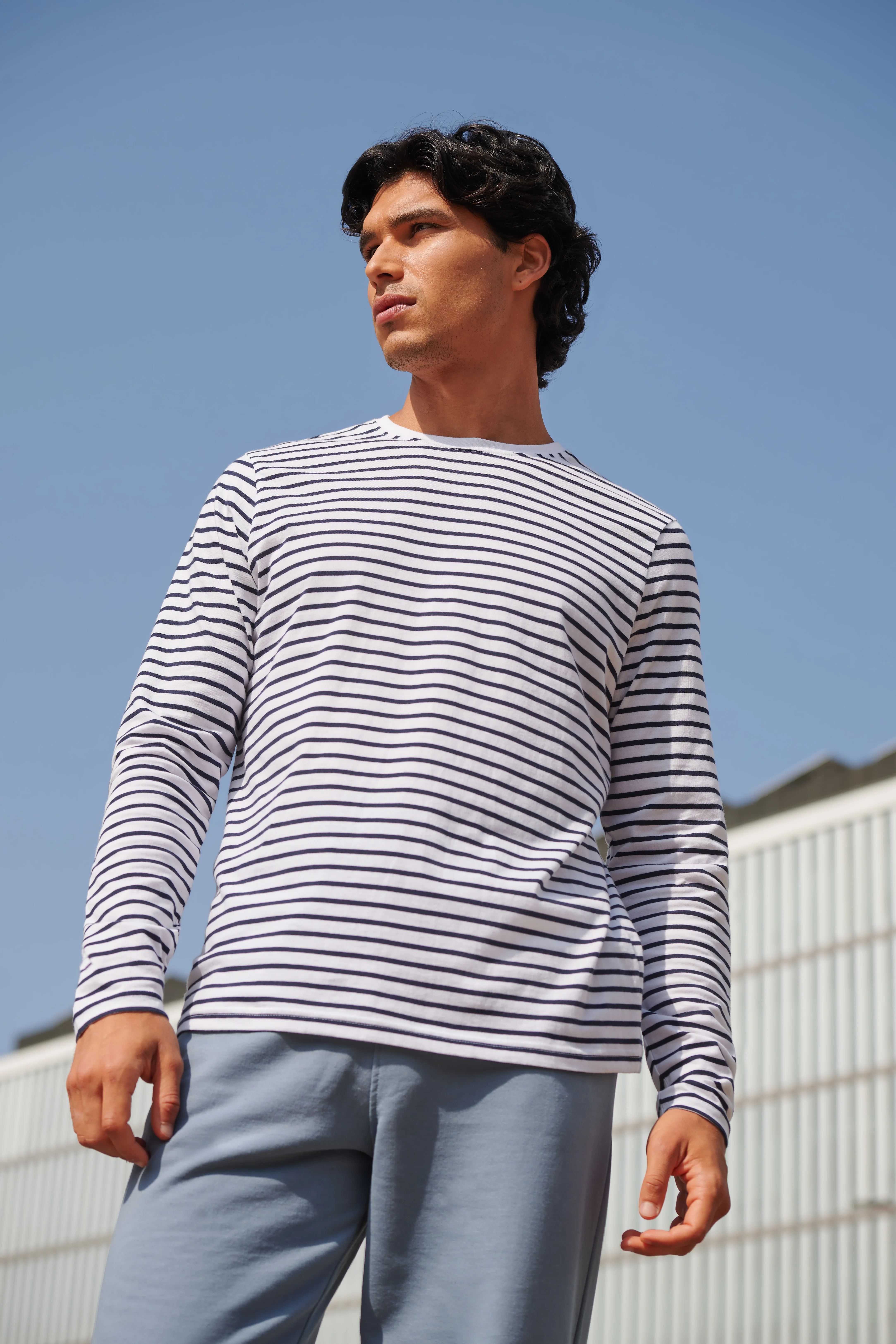 Unisex long-sleeved striped T