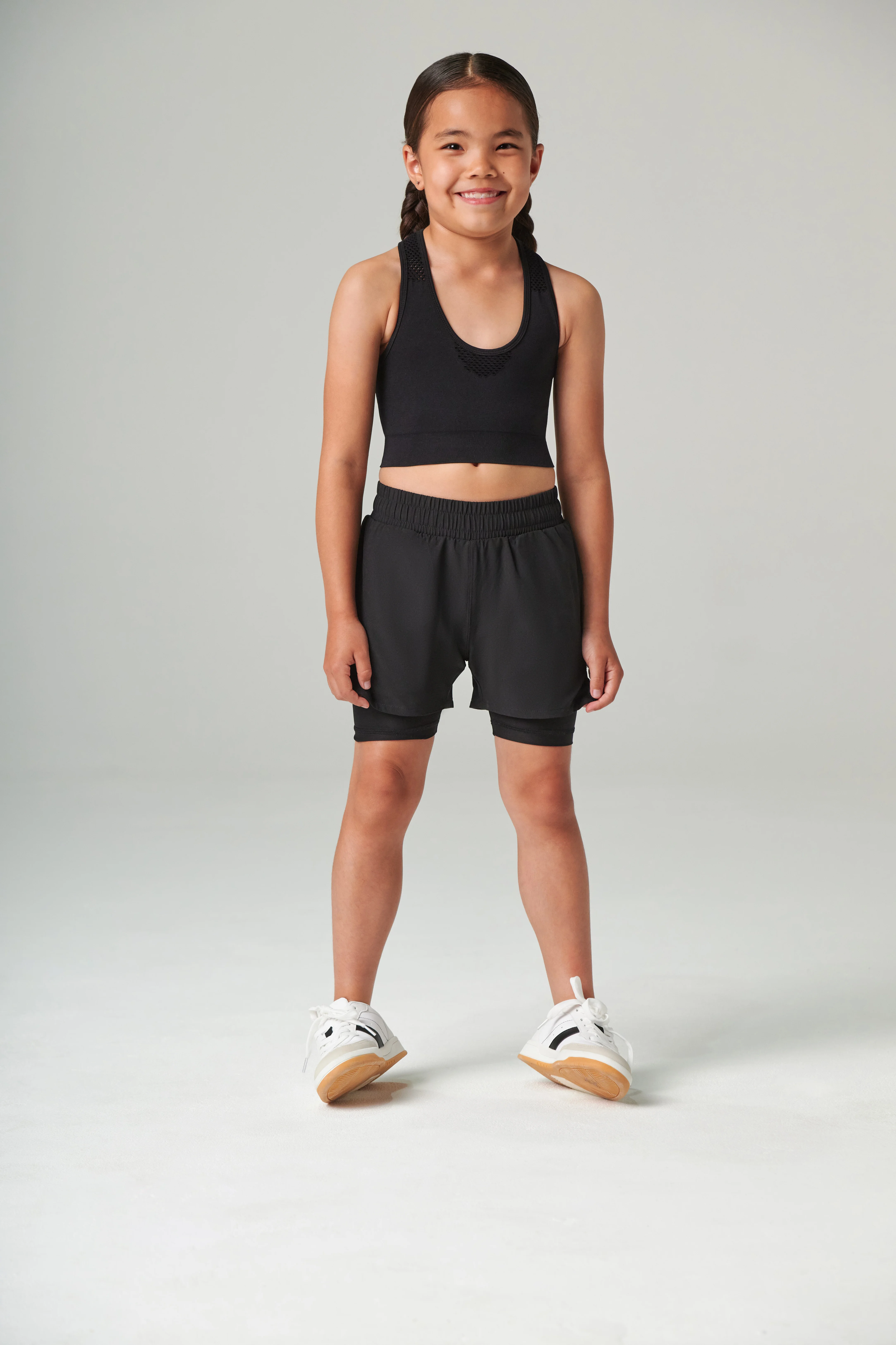 Kids double-layer sports shorts