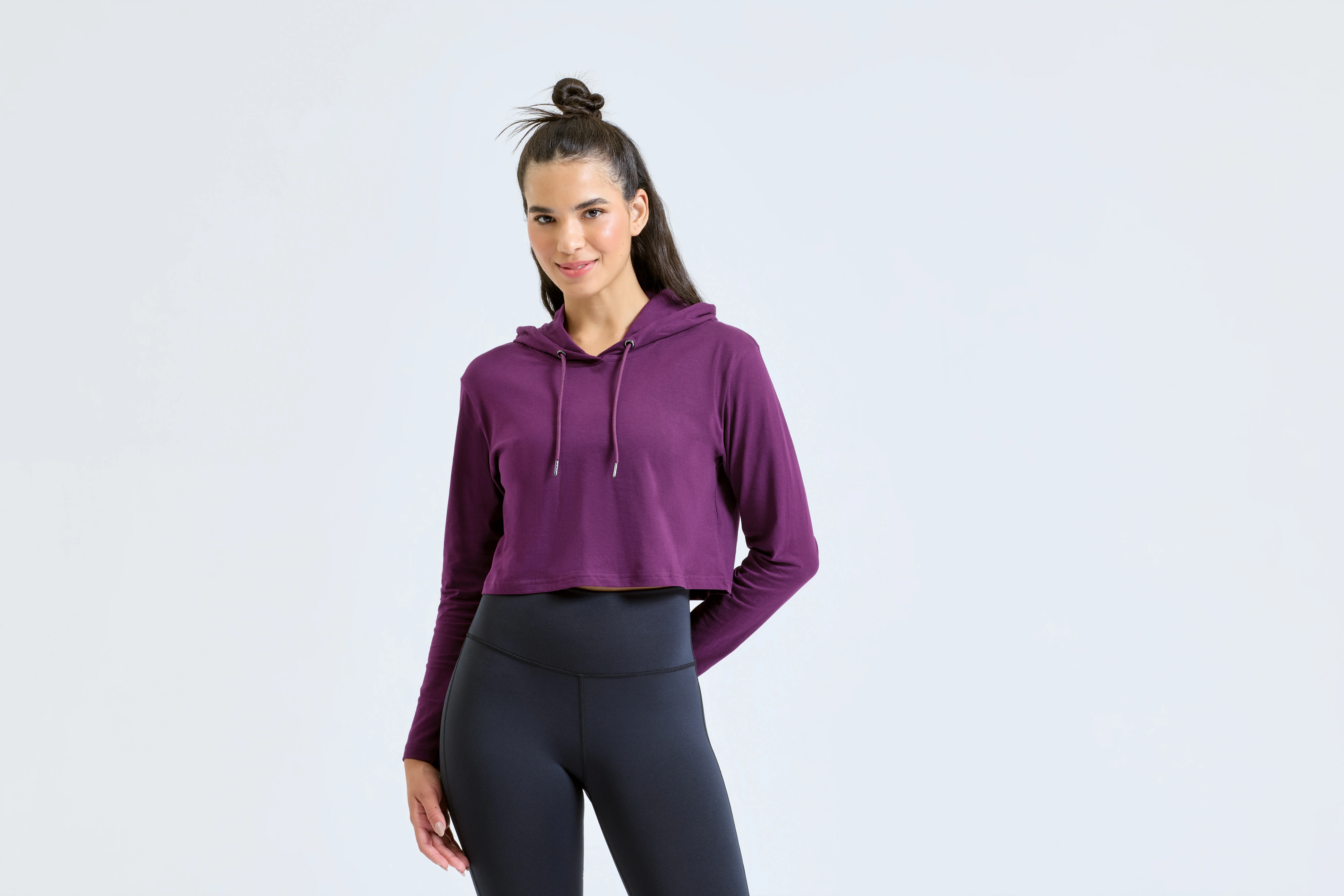 Women's TriDri® cropped hooded long sleeve t-shirt