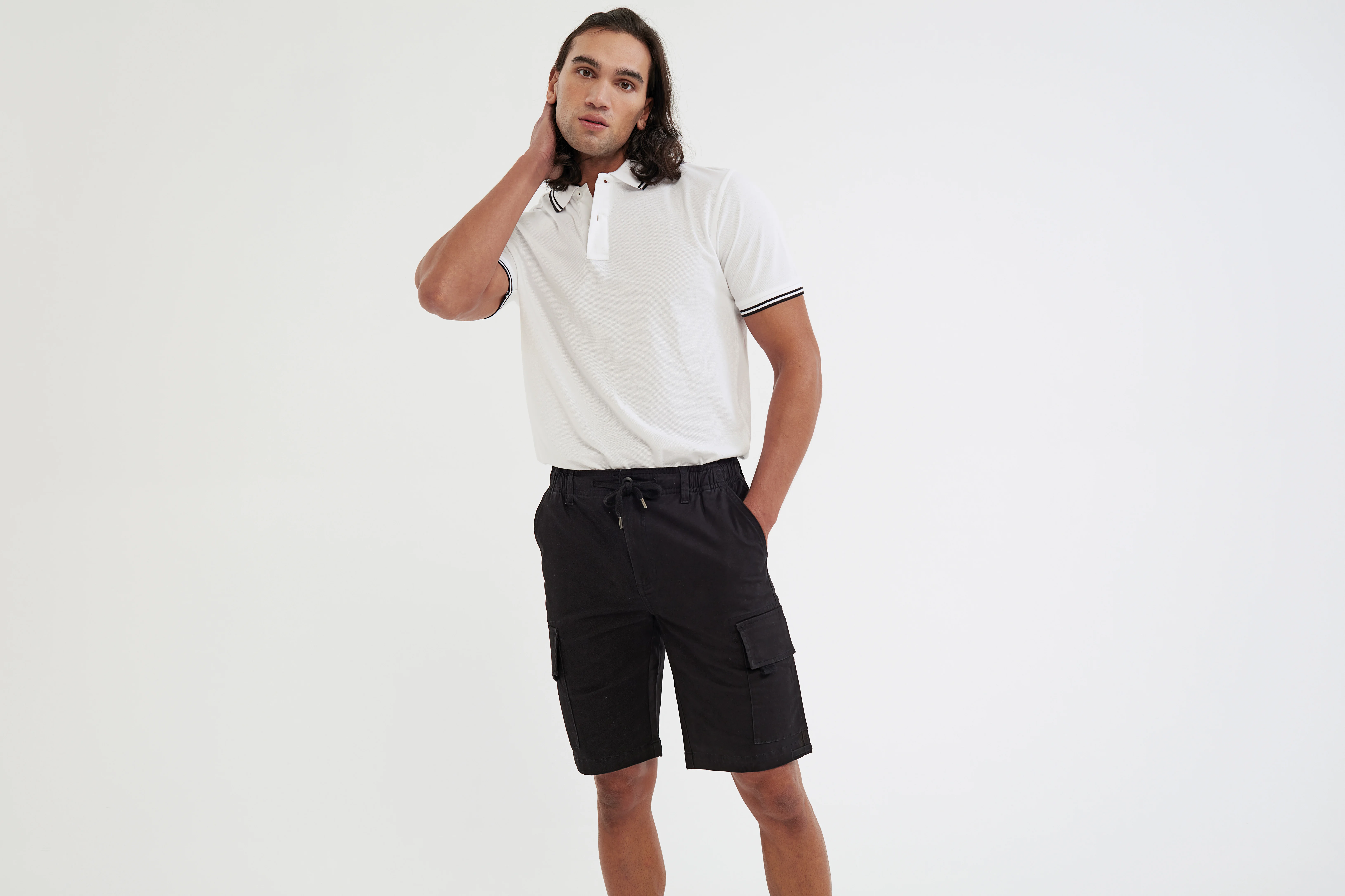 Men’s drawstring cargo utility shorts