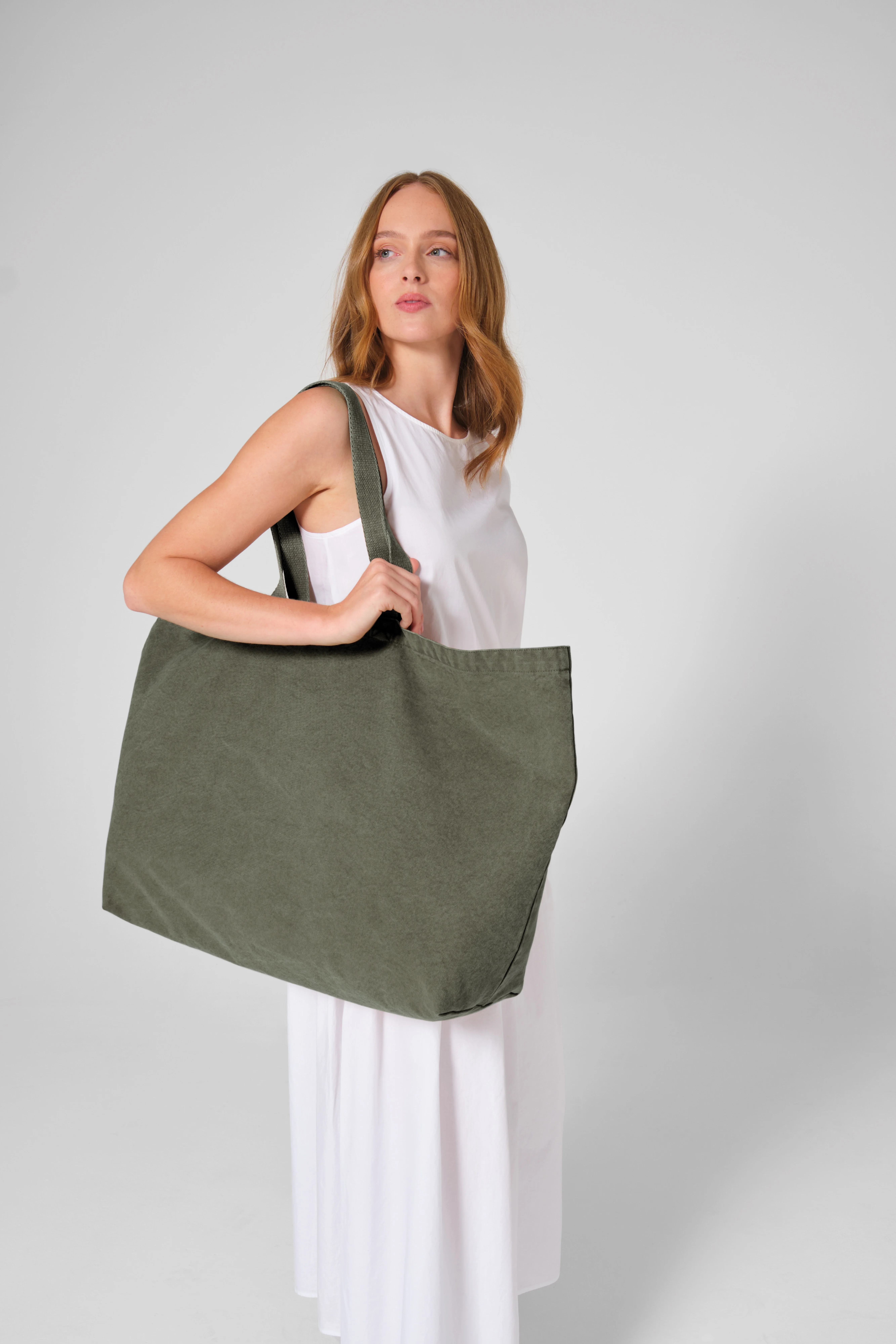 Garment-dyed oversized tote bag