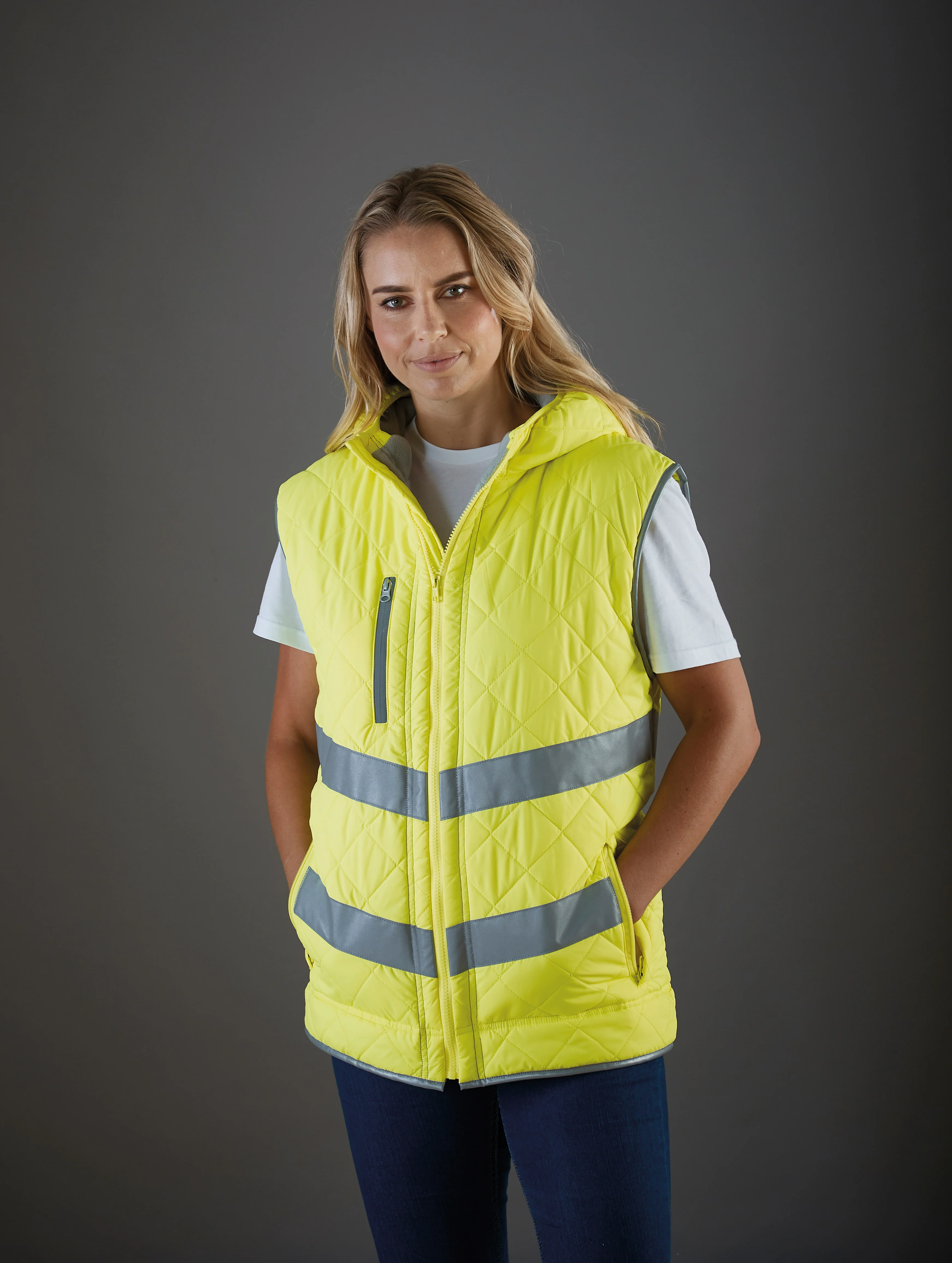 Hi-vis Kensington hooded gilet (HV007)