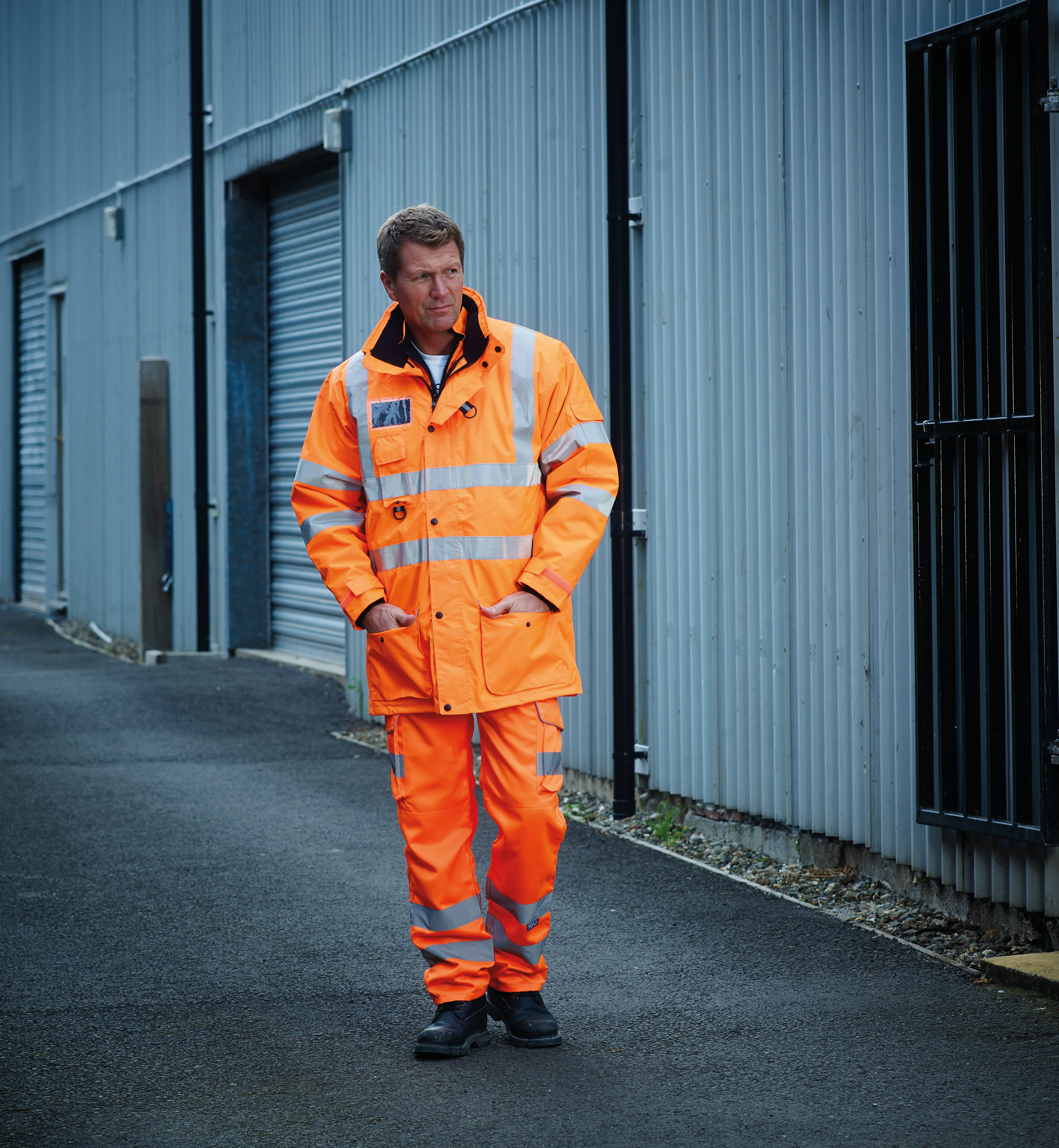 Hi-vis polycotton cargo trousers with kneepad pockets (HV018T/3M)